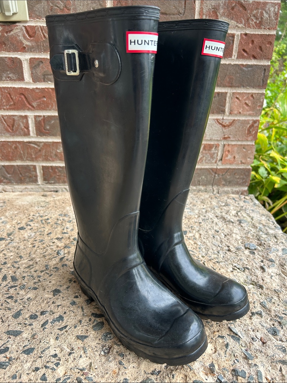 Hunter Black Tall Original Gloss Rubber Rain Boots